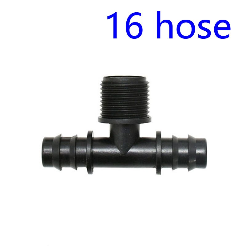 Mannelijke draad 1/2 "  to16mm 20mm tuinslang t-stuk waterverdeler  g1/2 to 1/2 3/4 2-- weg t-stuk weerhaakconnector 50 stuks: 16mm