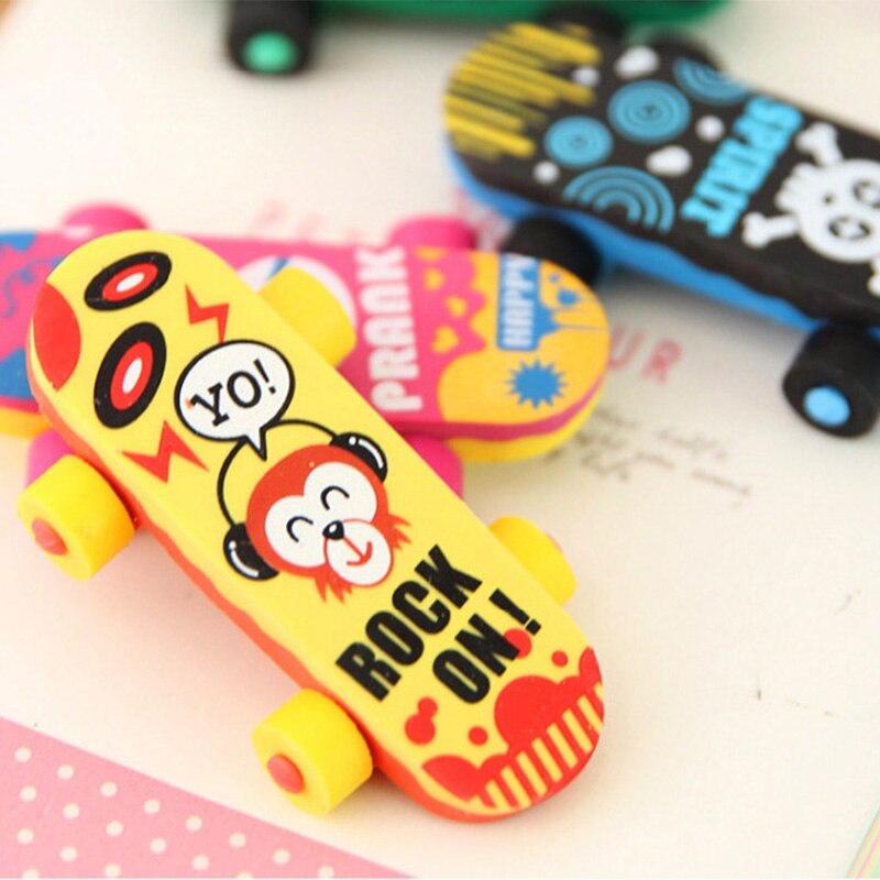 Novelty Cartoon Skateboard Eraser , Skate Board Pencil Eraser for School Kids