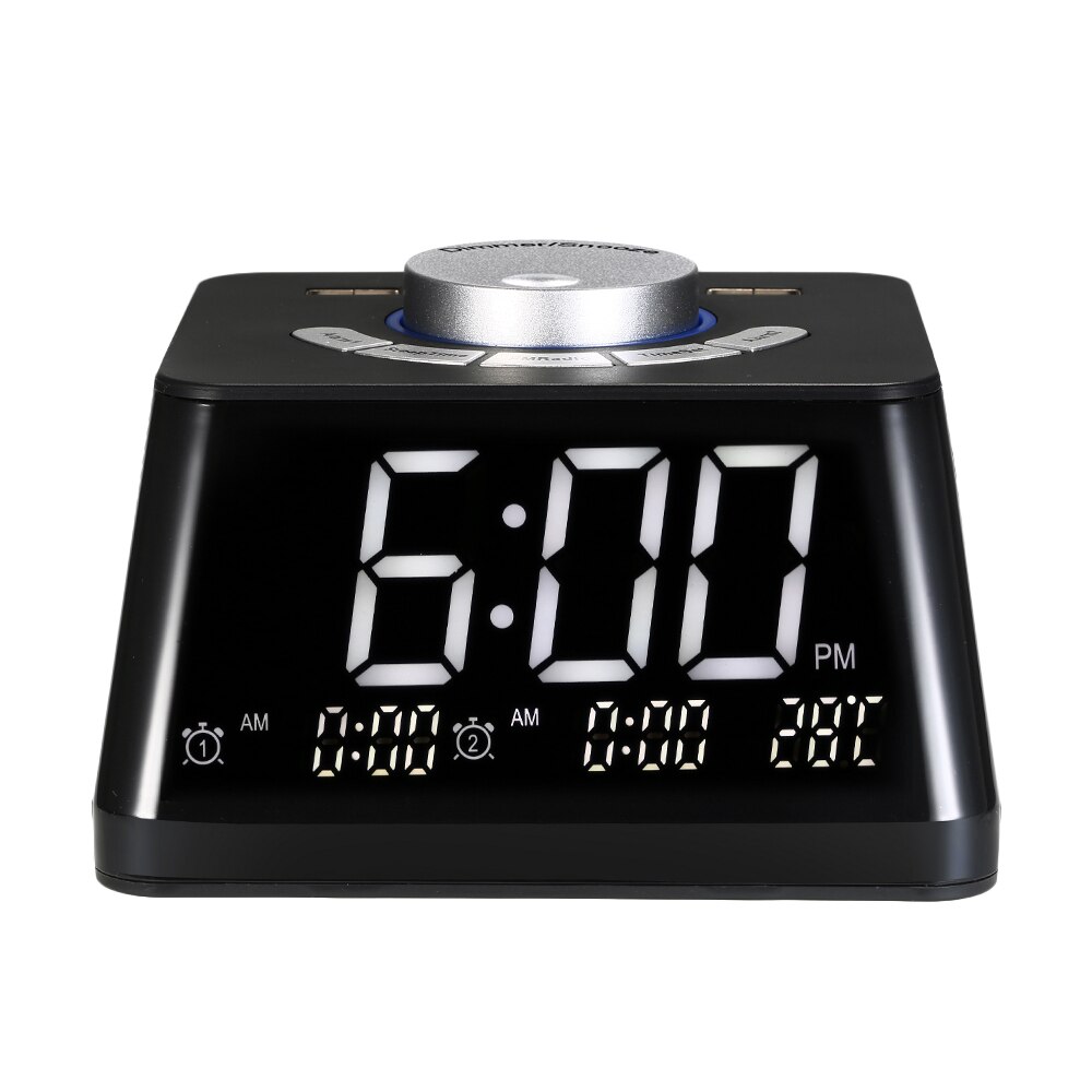 Smart Alarm Clocks For Bedrooms Night Light Digital Alarm Clock With FM Radio Adjustable Volume Display Temperature Dimmer Clock