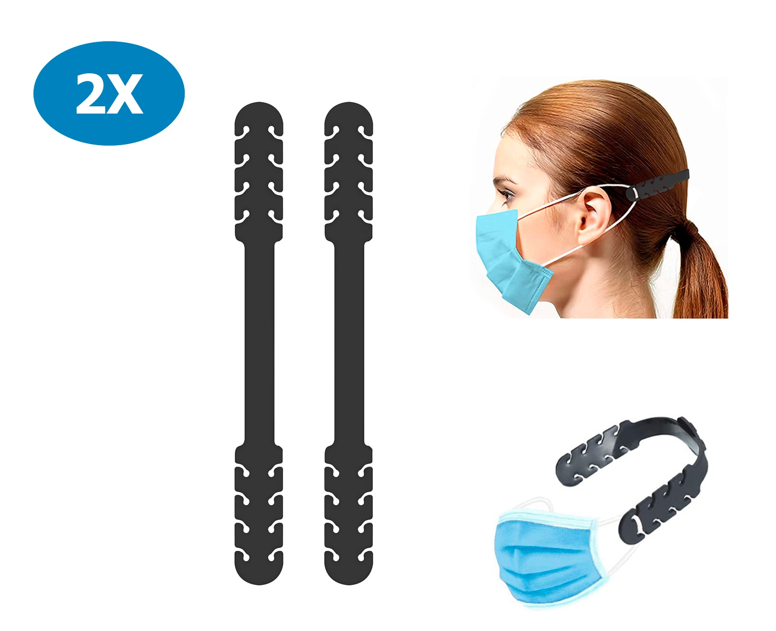 TBOC Salva orejas para Mascarillas Extensor Ajustable [Pack 2 Piezas] Correa Antideslizante Silicona Sujetar Cuello Salvaorejas