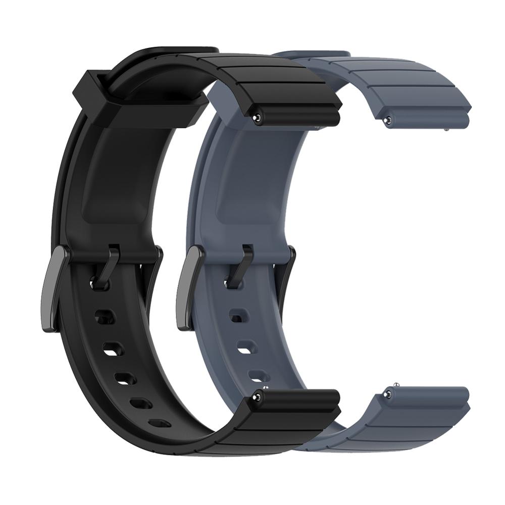 2 stuks 18mm horlogebandjes voor de xiaomi mi smart watch, zachte tpu rubberen horlogeband, vervanging voor de xiaomi mi horlogebandjes, accessoires: Zwart grijs
