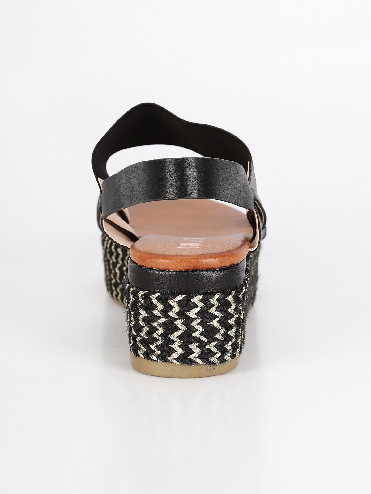 Platform sandalen met touw-zwart