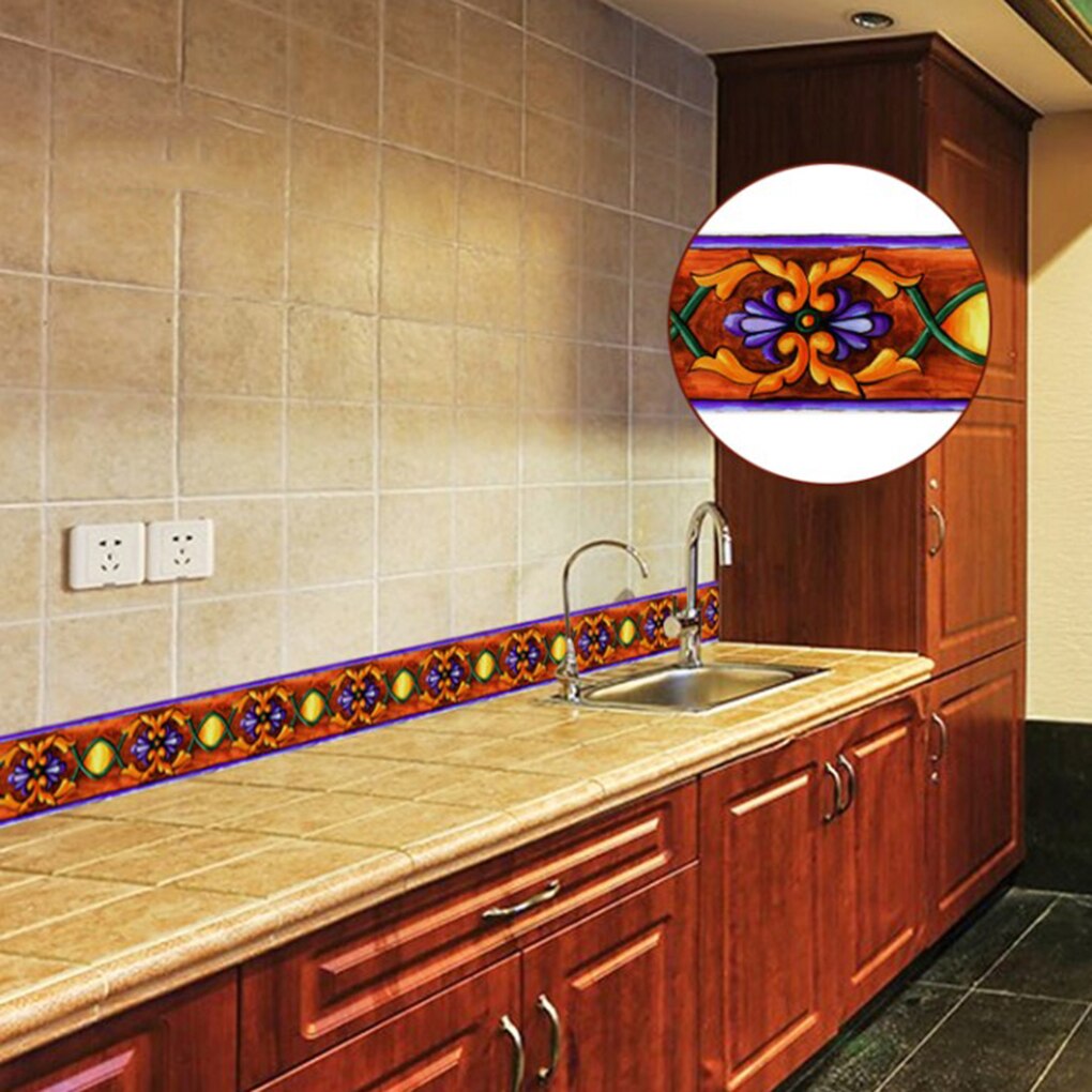 Feiqiong 10m Self Adhesive Wallpaper PVC Waterproof Stone Border Sticker Waist Line Bathroom Toilet Kitchen Wall Sticker Decor