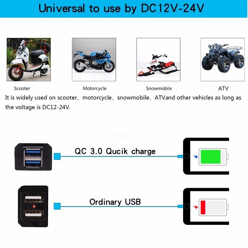 OHANEE Qc3.0 Usb Motorrad Ladegerät Moto Ausrügestochen Dual Usb schnell aufladen 12v Netzteil Adapter fallen für iphone Samsung huawei