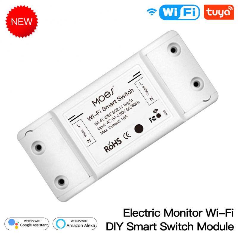 Tuya Wifi DIY Smart Switch Relay Module Power Monitor Tuya/Smart Life App Remote Control 16A Breaker Work With Alexa Google Home