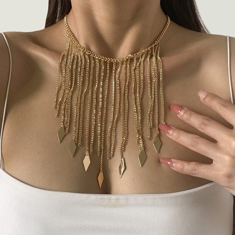 Collier tendance pour femmes, chaîne avec pendentif gothique, couleur or et argent, accessoires de bijoux, Punk, fête
