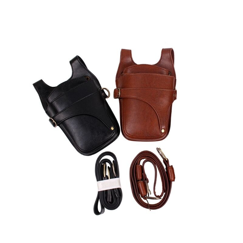 Haar Schaar Holster Pouch Met Taille Schouder Riem Voor Kappers Kapper Pu Leer Shears Kappers Tool Case Bag Holder