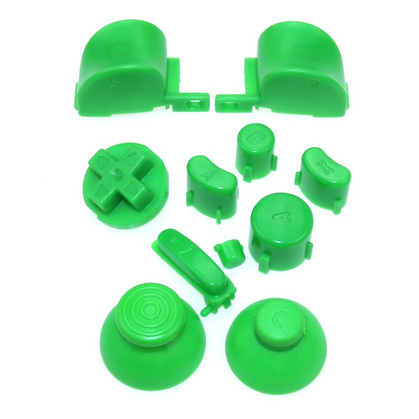 JCD 20 Set L R ABXY Z Keypads Buttons for GameCube Game for NGC Controller D Pads Power ON OFF Buttons & Joystick Stick Cap: M Green