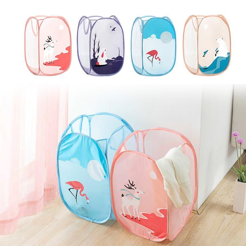 Panier à linge pliant Pop-Up, pour vêtements sales, soutien-gorge grande capacité, sous-vêtements, sac à linge en maille de lavage, dessin animé
