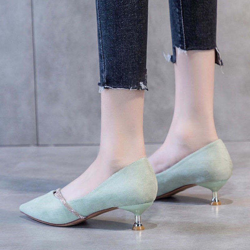 Cresfimix Women Bow Tie Spring Slip on High Heel Shoes Lady Casual Summer Stiletto Heels for Office Zapatos Mujer B5841