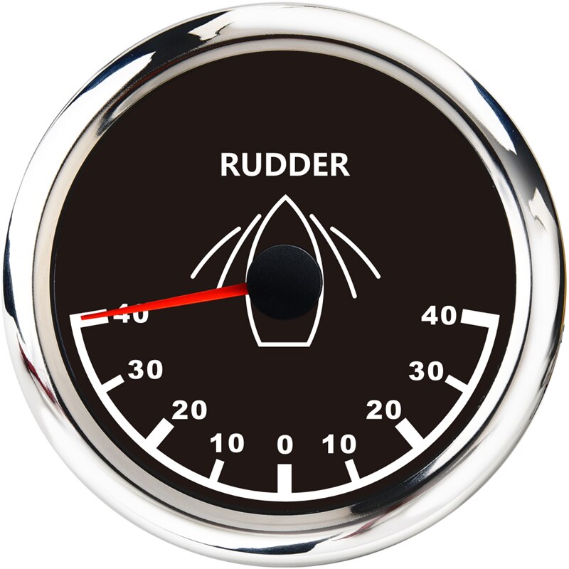 85mm Boat Rudder Angle Indicator Waterproof Rudder Angle Gauge for 0~190 ohm Sensor with Backlight: Black Silver