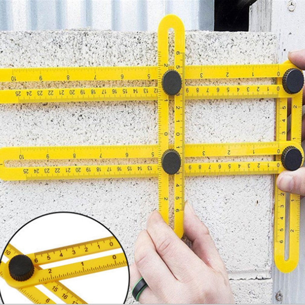 Multifunctional Abs Live Four-Square Ruled Plastic Activity Four-Fold Ruler Measuring Tool Folding Ruler Multi-Angle Ruler
