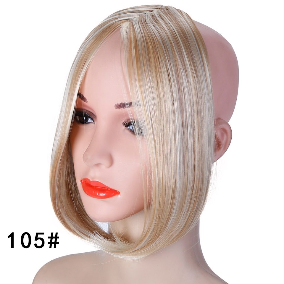 Lupu negro marrón medio flequillo mujer clip de pelo accesorios para el cabello pelo recto Roma Peluca de fibra sintética natural: 105