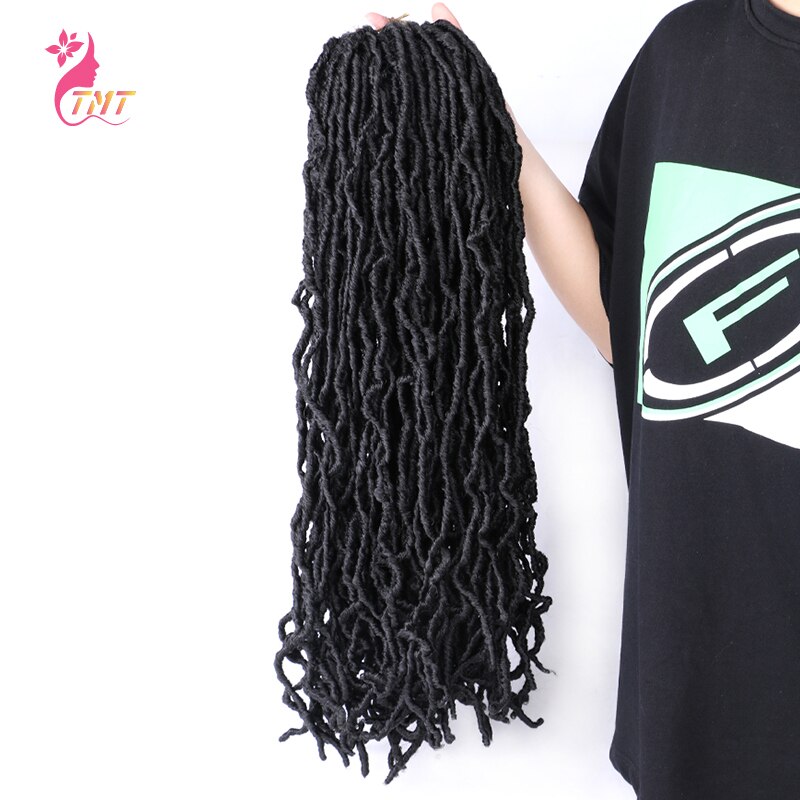Extensiones de pelo largo para mujer, postizo de pelo largo trenzado de ganchillo, negro, diosa suave Nu Locs, rastas de pelo de ganchillo de 24 '', 20 hebras por paquete: 1B