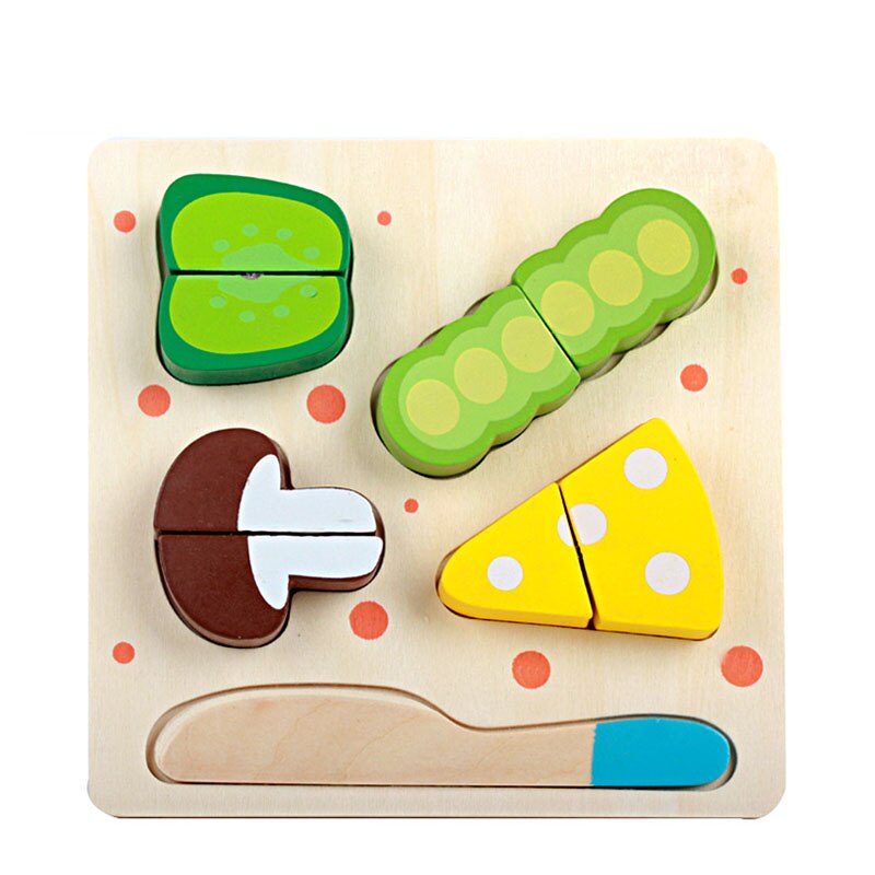Qwz træ køkken skåret frugt grøntsager dessert børn madlavning køkken legetøj mad foregiver at spille puslespil pædagogisk legetøj: E