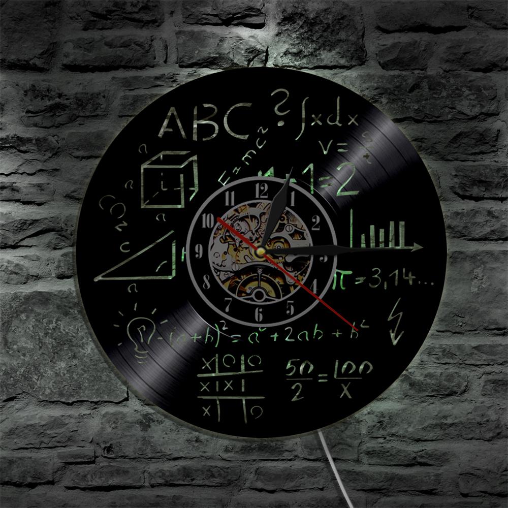 Science Art Math Equation Wall Clock Math Formula LED Wall Clock Modern School Wall Decor Math Teacher horloge mural: With LED Light