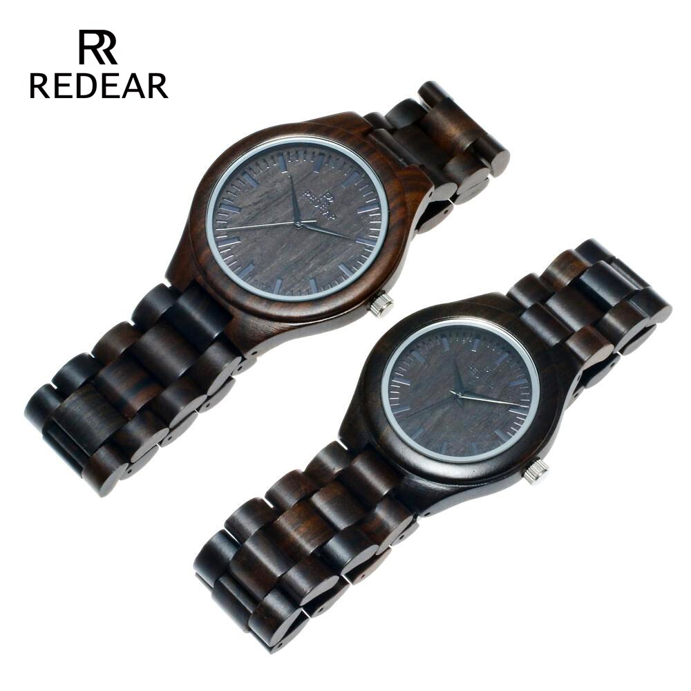 Reear – montre automatique en bois de santal noir, fait à la main, pour amoureux, à Quartz, en bois naturel frais, dans un coffret