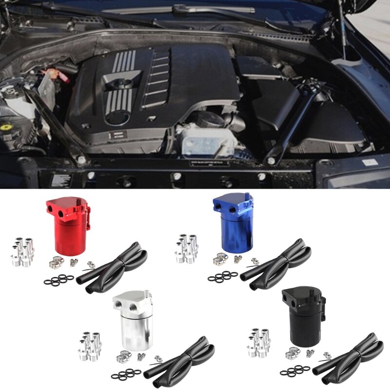 Universal Oil Catch Can Kit Reservoir Tank Engine Black Polish Baffled Aluminum