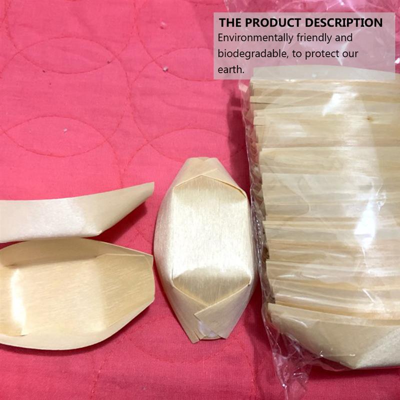 50pcs Wooden Tableware Snack Containers Disposable Food Containers Snack Bowl