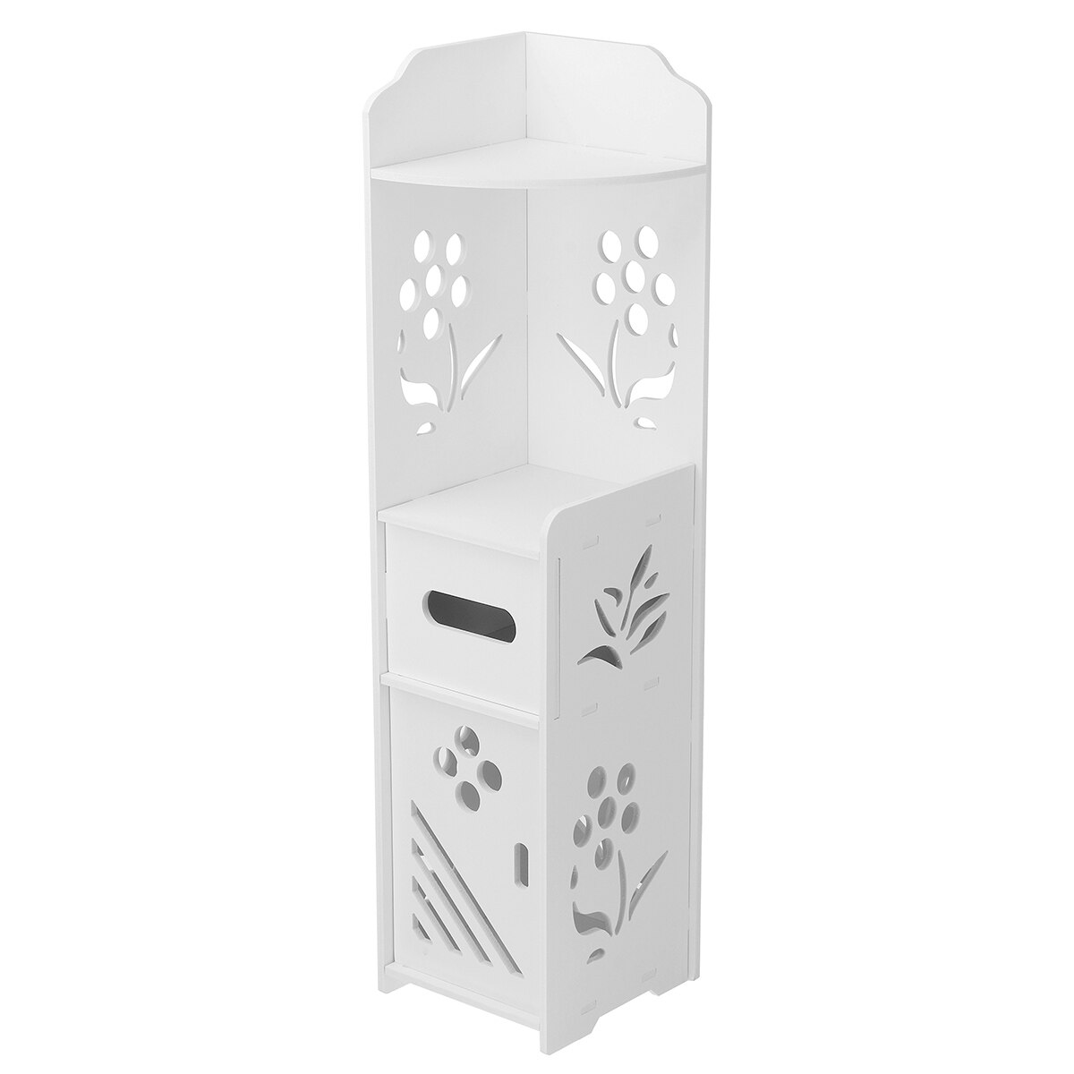 Waterproof Bathroom Cabinet Floor-standing Storage Shelf Rack Toilet Home Furniture Cabinet Wood-Plastic Board Cupboard Shelf: Corner cabinet