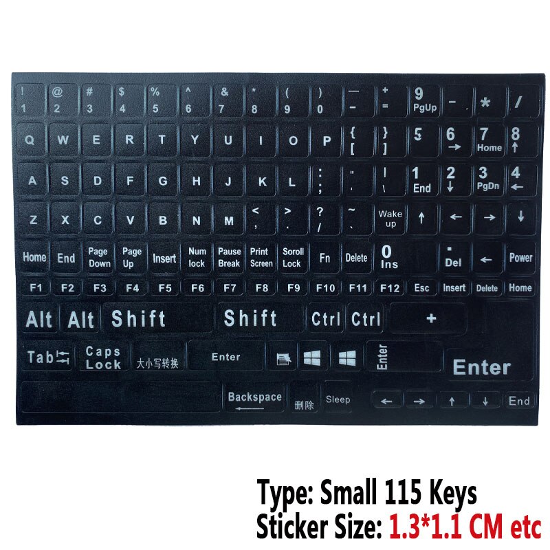 SR English Language 16 Standard Waterproof Keyboard Cover Stickers Layout Button Letters Computer Laptop Skins Accessories: Small 115 White