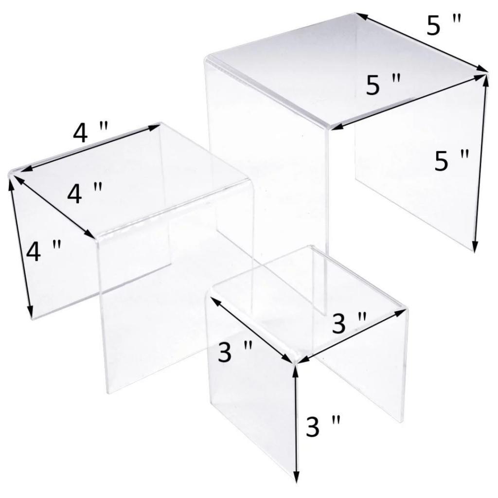 Di alta Qualità (1 Set di 3 pcs) Acrilico Trasparente Display Riser (3 &quot;, 4&quot;, 5 &quot;) dei monili Vetrina Display