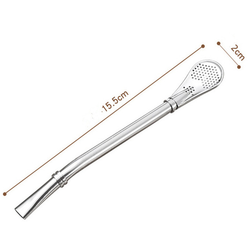 De acero inoxidable pajita para beber Filtro de té cuchara práctica Bar bebidas Accesorios