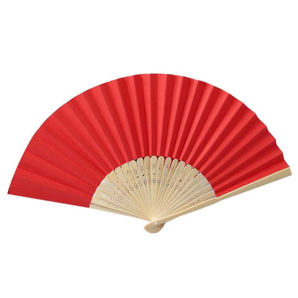 Éventail pliable en papier | Offre spéciale, motif d'été, danse, fête de mariage, dentelle, soie, tenue à main de couleur unie: Red