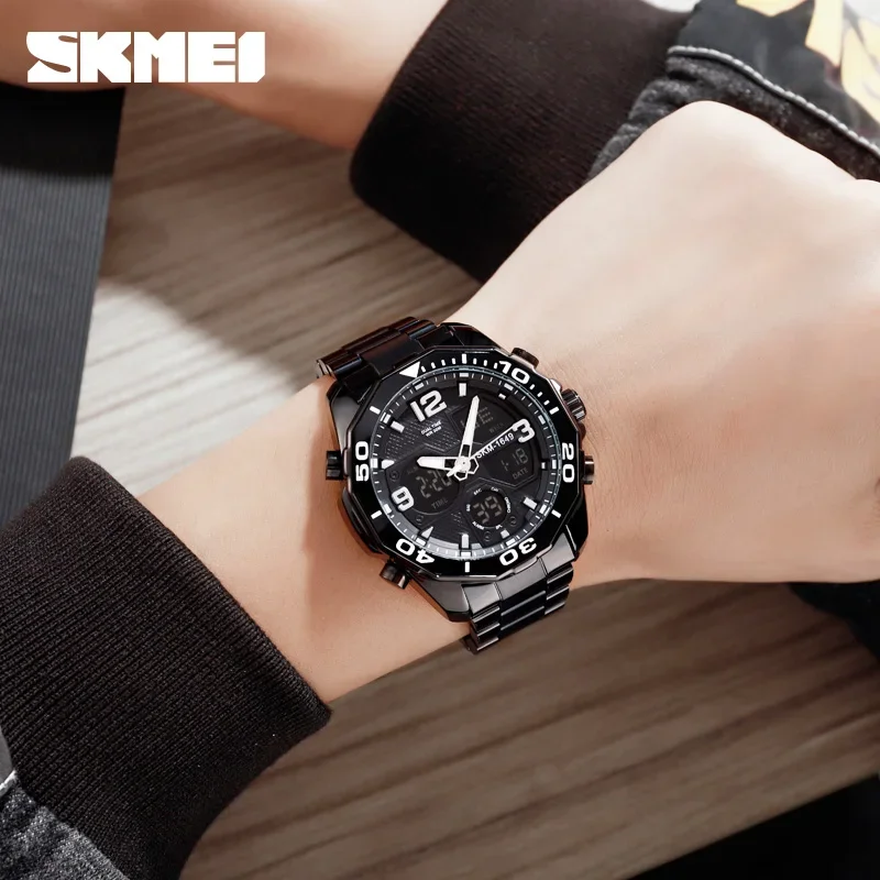 SKMEI 1649 Drehbare Ring Quarz Digitale Männer Armbanduhren Chrono Alarm Männliche Uhr reloj hombre Dual Bewegung Sport Herren Uhren