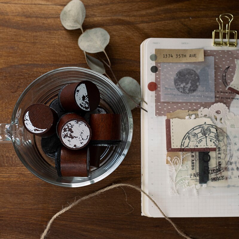 Vintage maanserie ins stijl decoratie stempel houten rubberen stempels voor scrapbooking briefpapier diy knutselen standaard stempel
