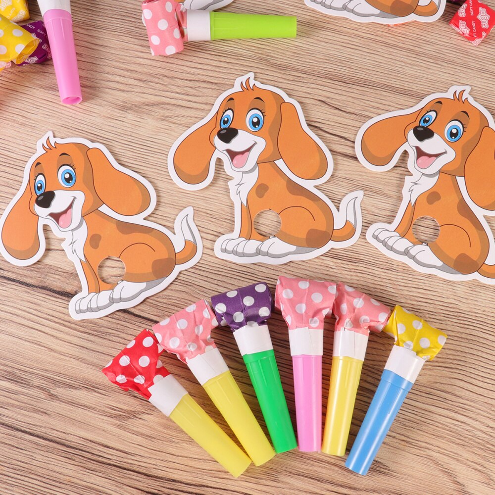 10 Stuks Blowout Fluitjes Kids Cartoon Noisemakers Juichen Props Verjaardag Feestartikelen: Dog