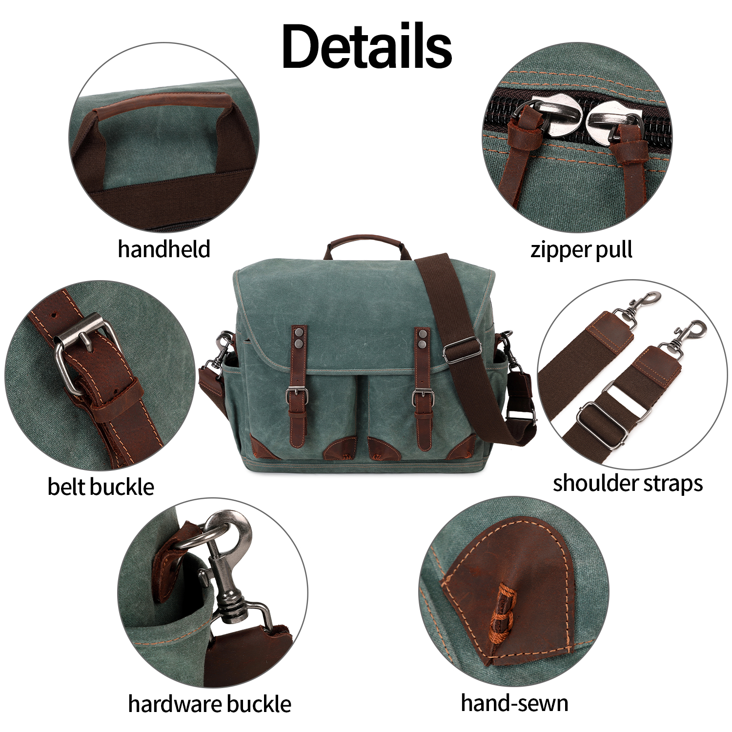 Men's Laptop Messenger Bag, 17 Inch Laptop Backpack Vintage Leather Slung Bag