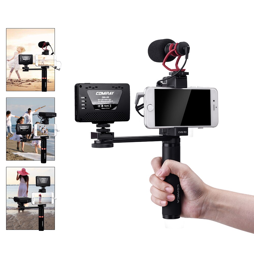 Comica CVM-R3 CVM-R2 Smartphone Video Rig Hand Grip Handle Stabilizer Kit for iPhone X 8 7 6s Plus for Samsung Huawei