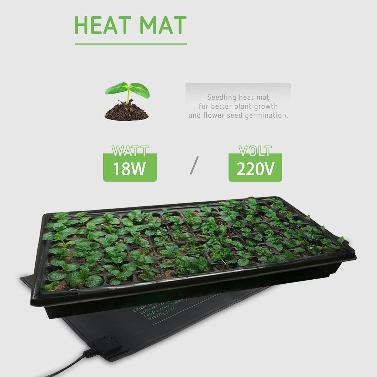 Plant Heating Mat 24x52cm Waterproof Plant Plant Germination Propagation Clone Starter Pad 220V Garden Supplies 1 Pcs