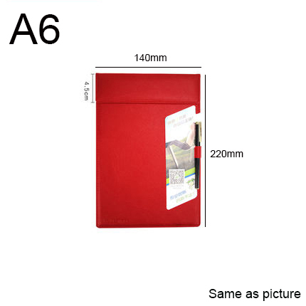 A4 a5 a6 udklipsholder m / penholder pu læder magnetisk fil papirprofil klipstav skrivetavle padmåtte (sort brun rød)