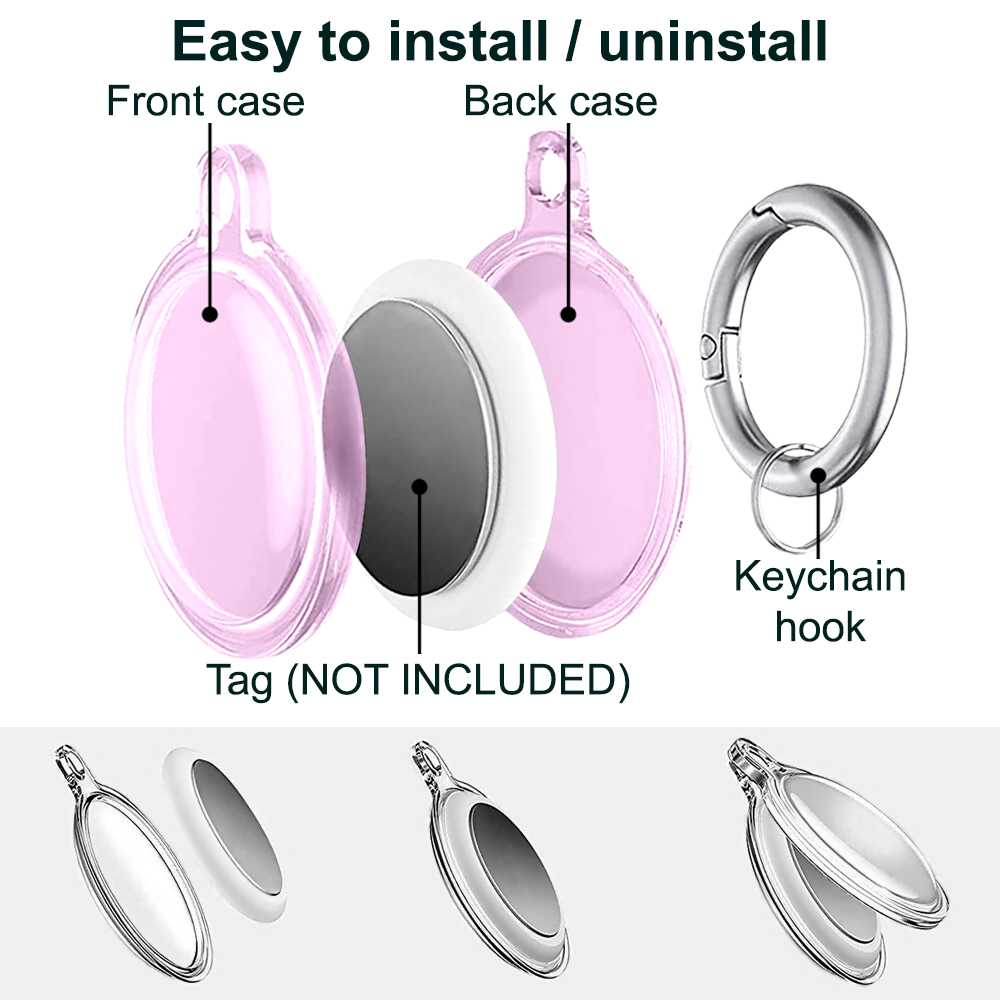 Beschermende Flexibele Tpu Case Compatibel Met Airtag Roze Anti Shock Scratch Fall Sleutelhanger Waterdichte Veiligheid Anti-Verloren