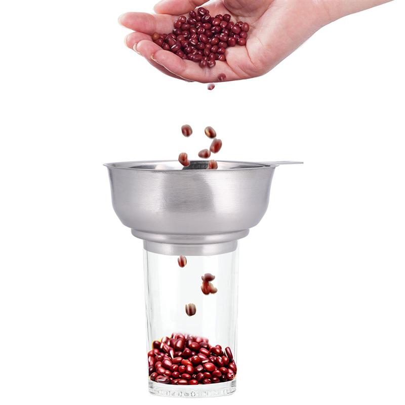 Stainless Steel Square Wide Mouth Funnel Large Diameter Oil Leakage Jam Funnel with Handle Kitchen Gadget for Kitchen(Silver)