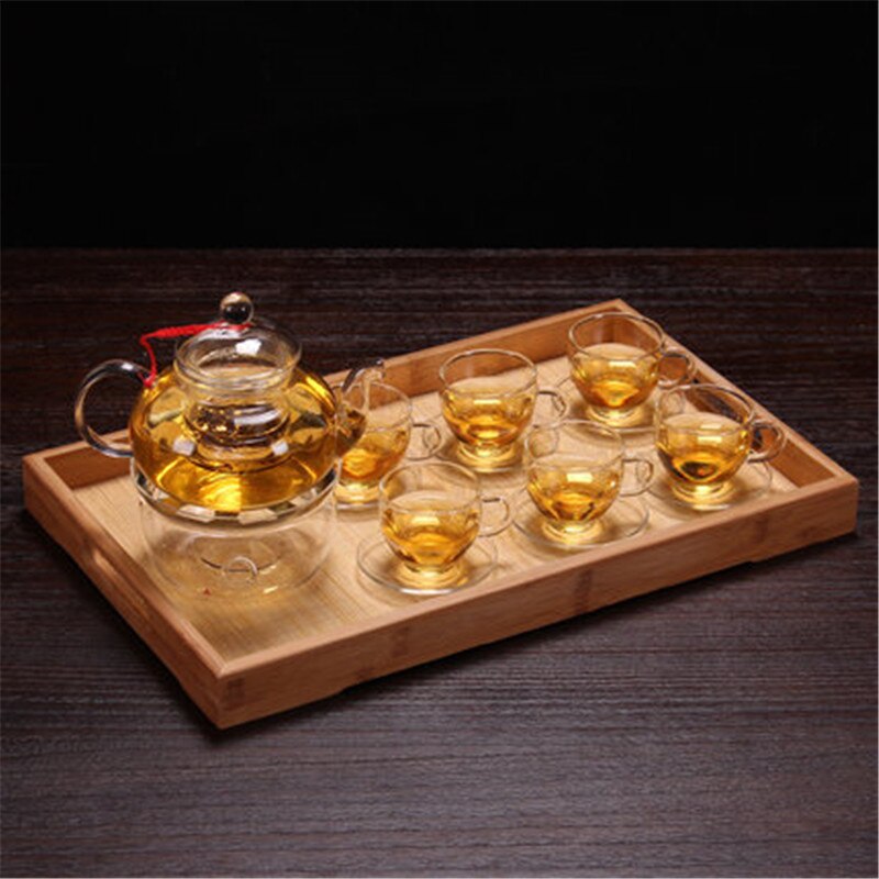 XMT-HOME Rectangle tea table wooden solid wood serving tea tray bamboo tea tray desk