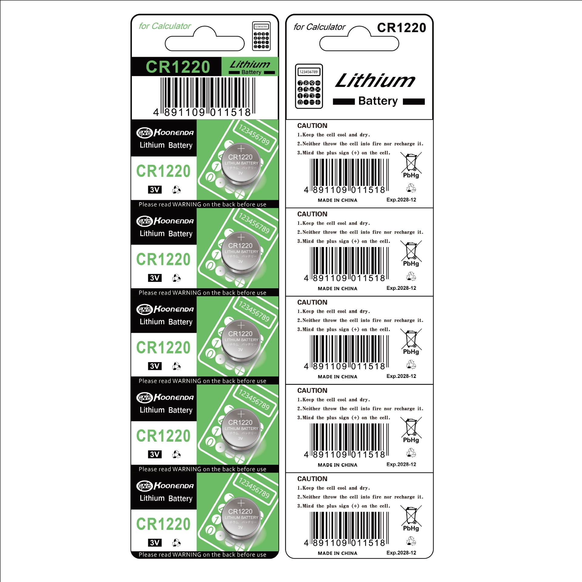 2-100pcs 45mAh CR1220 Batteria a bottone a bottone per orologio Chiave remota per auto CR 1220 ECR1220 GPCR1220 5012LC 3V Batterie al litio