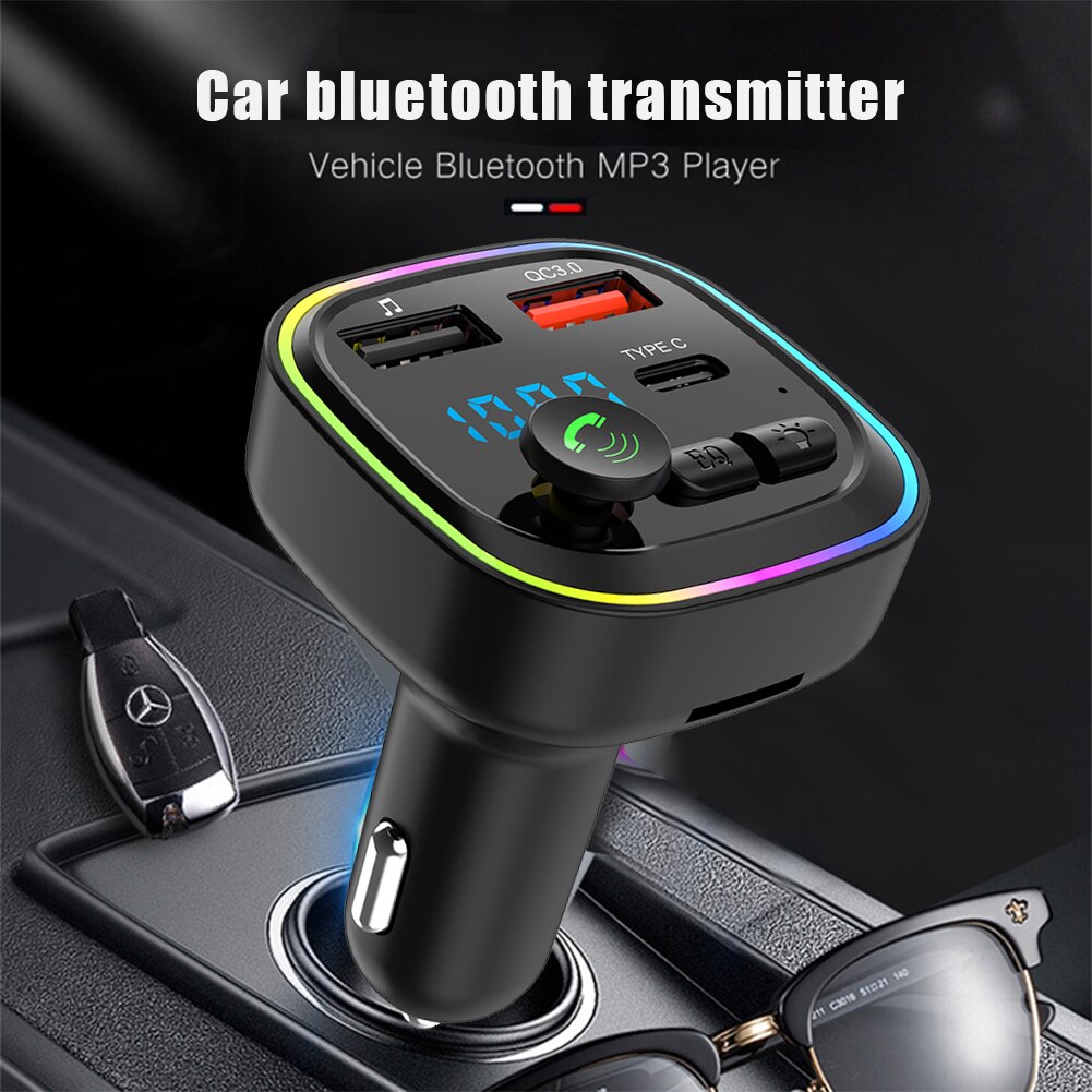 Car Bluetooth-compatible 5.0 MP3 Player Wireless Transmitter QC3.0 Type-C Smart Fast Charger Handsfree Audio Receiver