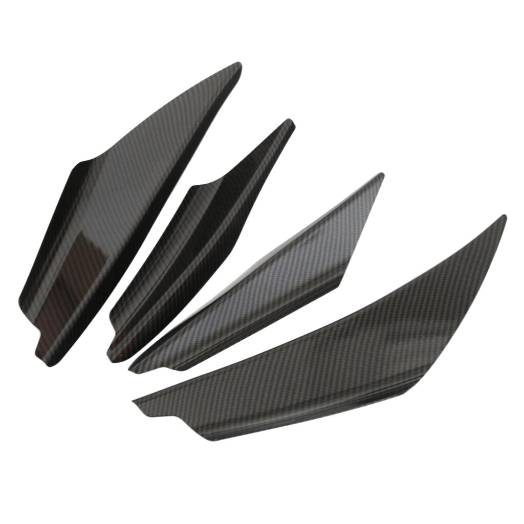 4 Pieces Universal Carbon Fiber Front Bumper Splitter Fins Trim Set Carbon fiber color