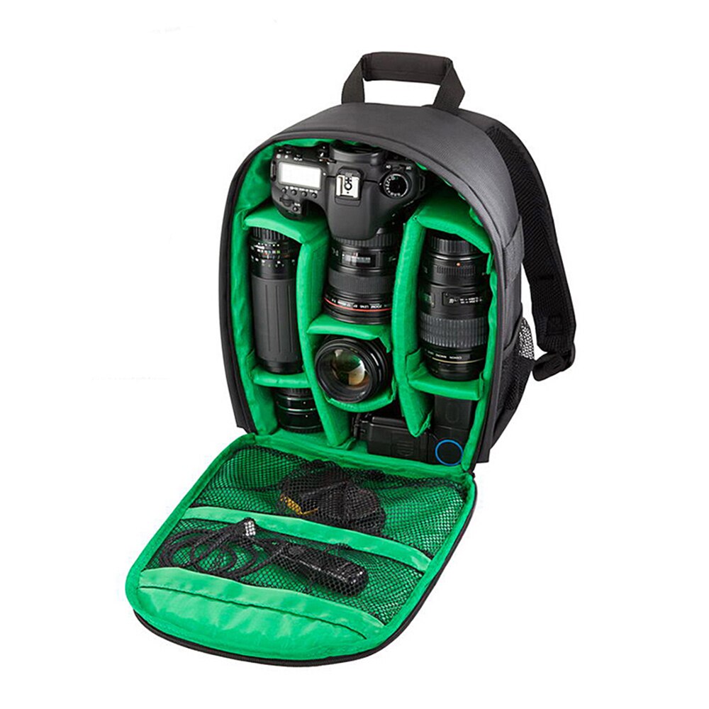 Video Digital DSLR Camera Bag Backpack for Nikon Canon Waterproof Camera Photo Bag Case Canon Camera Accessories: Green