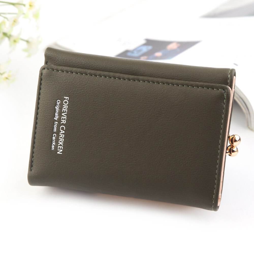 Cute Wallets Leather Women Wallets Short Wallet Student Coin Purse Card Holder Ladies Clutch Bag Small Deer Female Purse: B-green