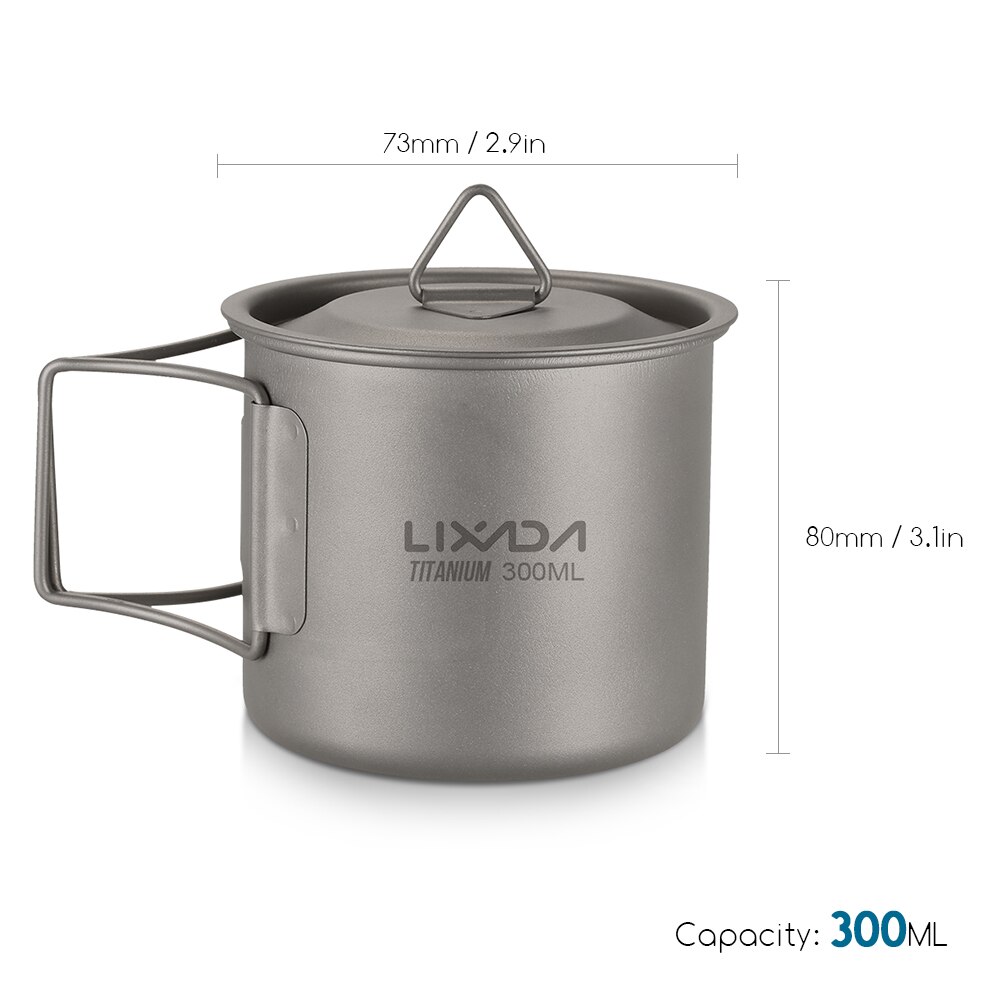 # letvægts titanium vand krus camping folde spork ske til rejse service udendørs køkkengrej middag bestik sæt drikkevarer: 300ml