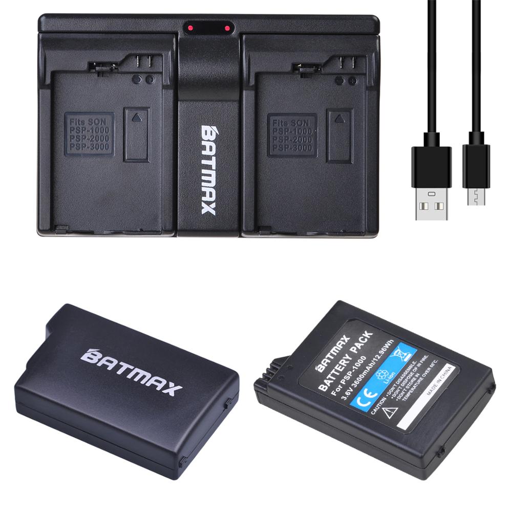 Batmax – batterie PSP 3600 1000 mAh + double chargeur USB pour Console Sony PSP1000 1001,1002,1003,1004,1005,1006: 2battery and charger