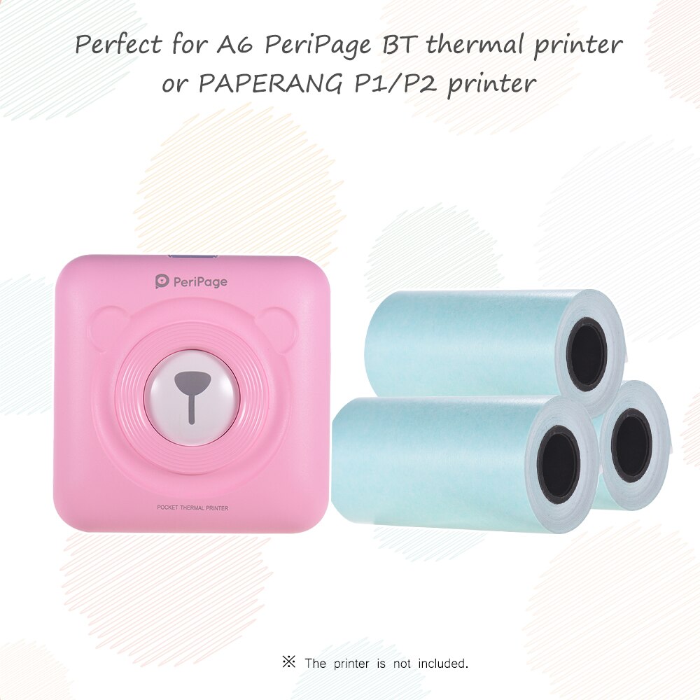 Printable Sticker Paper Roll Direct Thermal Paper with Self-adhesive for PeriPage A6 / PAPERANG P1/P2 Mini Photo Printer 3 Rolls