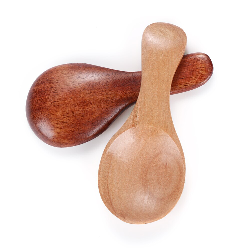 1Pc/2pcs Mini Natural Wooden Spoon Scoop Flatware Tea Honey Coffee Condiment Salt Sugar Spoon Cooking Tools Kitchen Gadgets