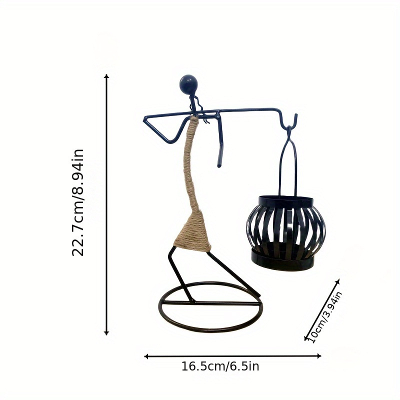 Portavelas de Metal nórdico, candelabro Vintage hecho a mano con personaje abstracto para boda, hogar, cafetería, mesa, decoración artística,: Azul