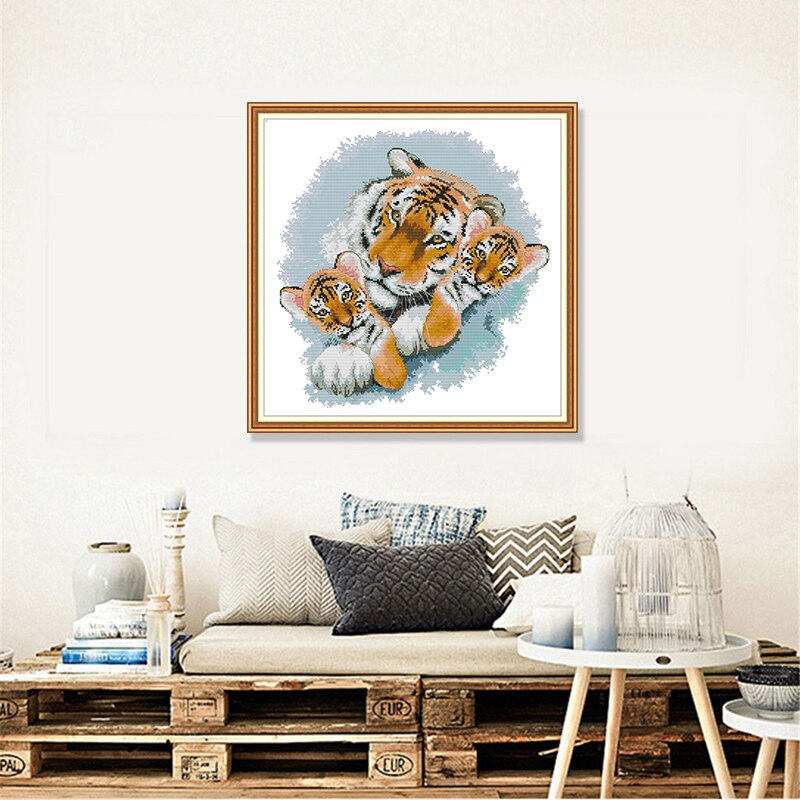 Polar Bear and Tiger Patterns Count Printed Canvas Embroidery Needlework Cross stitch kits DIY Handmade Crafts Factory