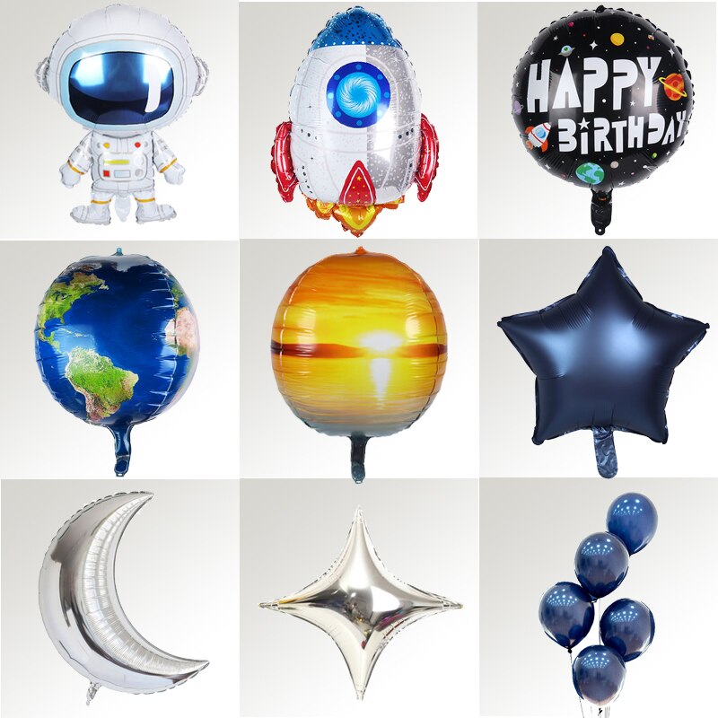 3D feuille ballon garçons thème fête astronaute vaisseau spatial galaxie extérieur anniversaire Baloons bébé douche fusée Globos